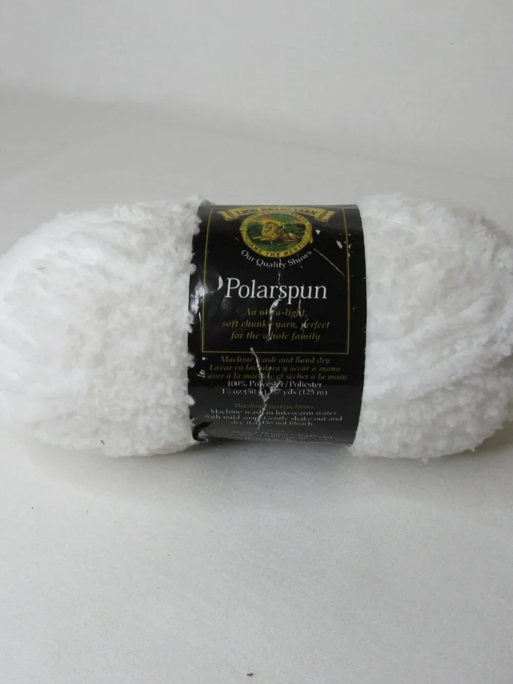 Lion Brand Yarn POLARSPUN Snow White Yarn Skein 100% Polyester New